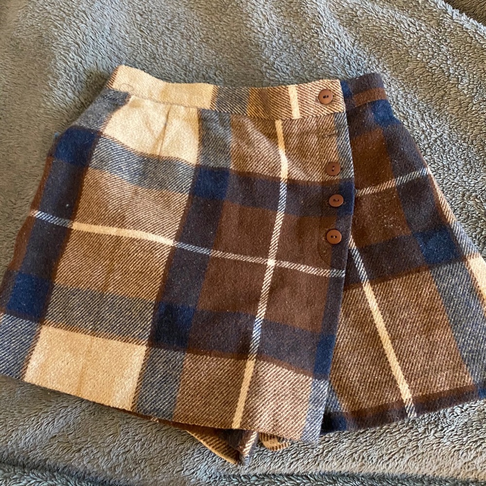 Vintage plaid wrap skort